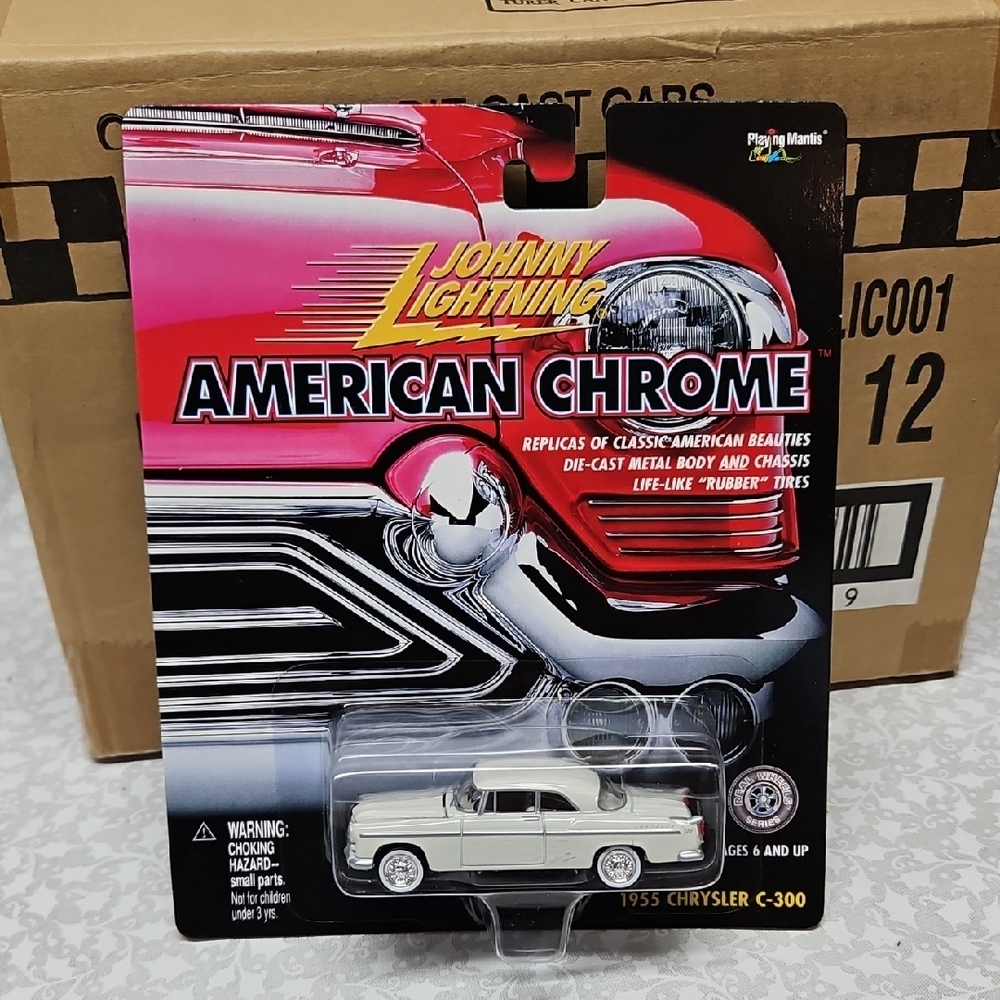 Johnny Lightning White 1955 Chrysler C-300 Die-cast Car American Chrome